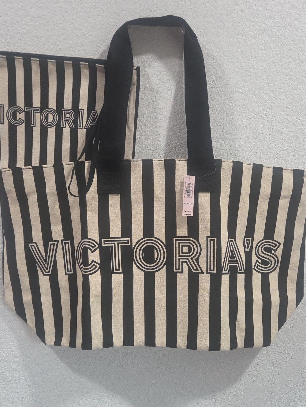 Victoria's Secret Black & Cream Striped Tote